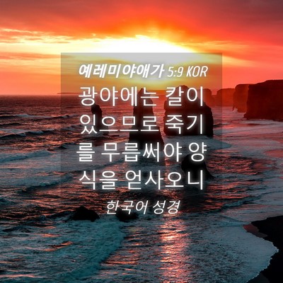 Picture 04 - 예레미야애가 5:9 KOR - 광야에는 칼이 있으므로 죽기를 - Bible Verse Picture