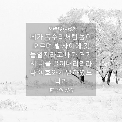 Picture 04 - 오바댜 1:4 KOR - 네가 독수리처럼 높이 오르며 별 - Bible Verse Picture