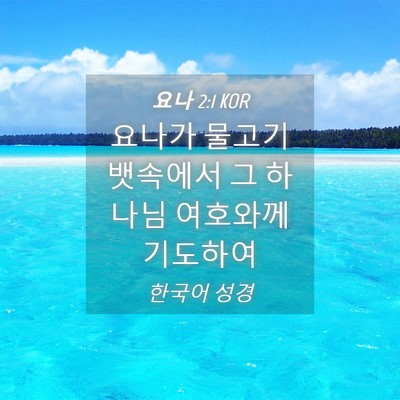 Picture 04 - 요나 2:1 KOR - 요나가 물고기 뱃속에서 그 하나님 - Bible Verse Picture