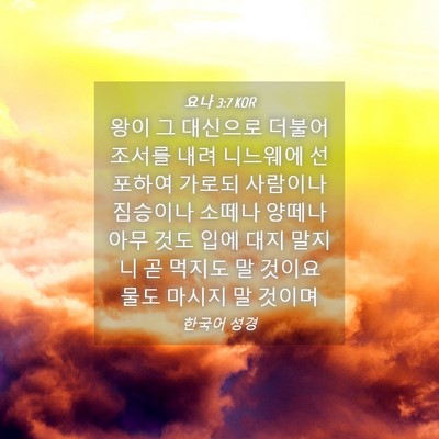 Picture 04 - 요나 3:7 KOR - 왕이 그 대신으로 더불어 조서를 - Bible Verse Picture