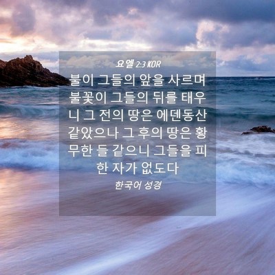 Picture 04 - 요엘 2:3 KOR - 불이 그들의 앞을 사르며 불꽃이 - Bible Verse Picture