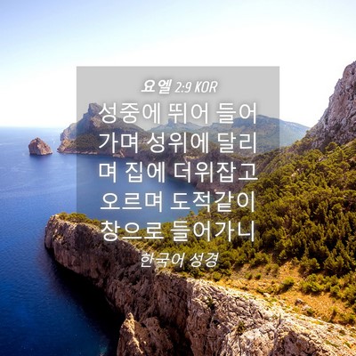 Picture 04 - 요엘 2:9 KOR - 성중에 뛰어 들어가며 성위에 달리며 - Bible Verse Picture