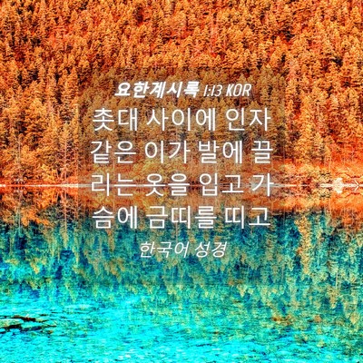 Picture 04 - 요한계시록 1:13 KOR - 촛대 사이에 인자 같은 이가 발에 - Bible Verse Picture