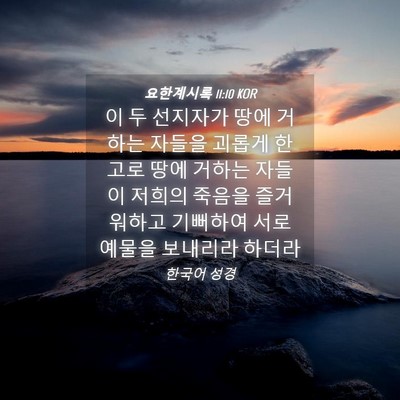 Picture 04 - 요한계시록 11:10 KOR - 이 두 선지자가 땅에 거하는 자들을 - Bible Verse Picture