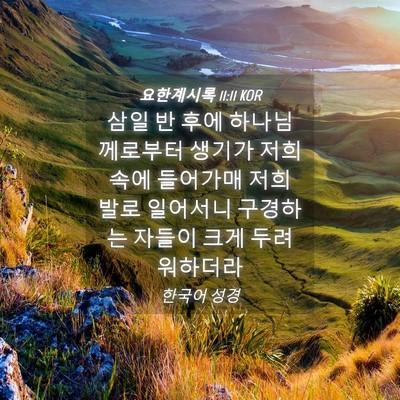 Picture 04 - 요한계시록 11:11 KOR - 삼일 반 후에 하나님께로부터 생기가 - Bible Verse Picture