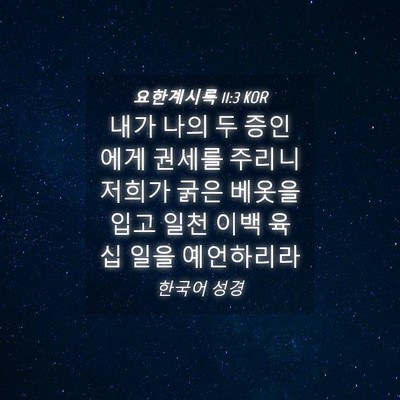 Picture 04 - 요한계시록 11:3 KOR - 내가 나의 두 증인에게 권세를 - Bible Verse Picture