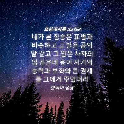 Picture 04 - 요한계시록 13:2 KOR - 내가 본 짐승은 표범과 비슷하고 그 - Bible Verse Picture