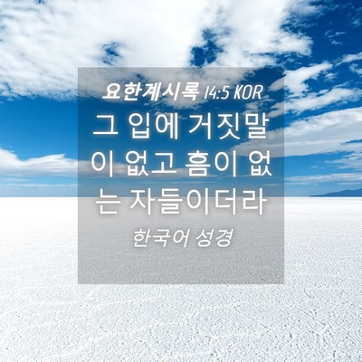 Picture 04 - 요한계시록 14:5 KOR - 그 입에 거짓말이 없고 흠이 없는 - Bible Verse Picture