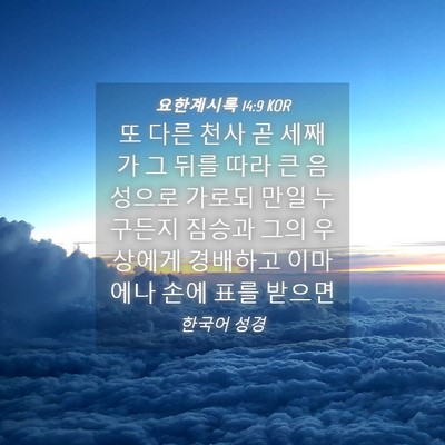 Picture 04 - 요한계시록 14:9 KOR - 또 다른 천사 곧 세째가 그 뒤를 따라 - Bible Verse Picture