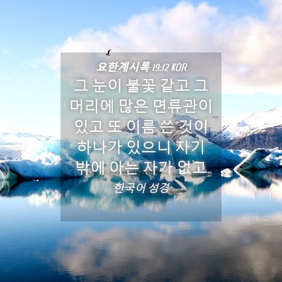 Picture 04 - 요한계시록 19:12 KOR - 그 눈이 불꽃 같고 그 머리에 많은 - Bible Verse Picture