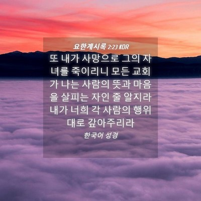 Picture 04 - 요한계시록 2:23 KOR - 또 내가 사망으로 그의 자녀를 - Bible Verse Picture