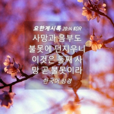 Picture 04 - 요한계시록 20:14 KOR - 사망과 음부도 불못에 던지우니 - Bible Verse Picture