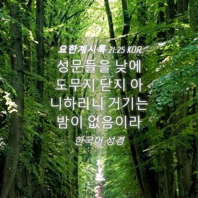 Picture 04 - 요한계시록 21:25 KOR - 성문들을 낮에 도무지 닫지 - Bible Verse Picture