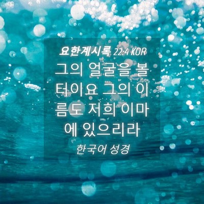 Picture 04 - 요한계시록 22:4 KOR - 그의 얼굴을 볼터이요 그의 이름도 - Bible Verse Picture