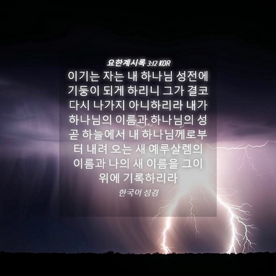 Picture 04 - 요한계시록 3:12 KOR - 이기는 자는 내 하나님 성전에 - Bible Verse Picture