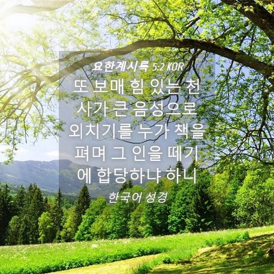 Picture 04 - 요한계시록 5:2 KOR - 또 보매 힘 있는 천사가 큰 음성으로 - Bible Verse Picture
