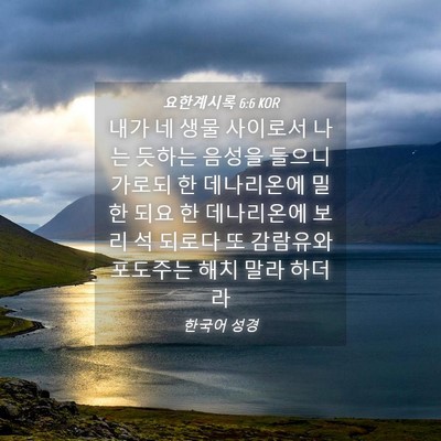 Picture 04 - 요한계시록 6:6 KOR - 내가 네 생물 사이로서 나는 듯하는 - Bible Verse Picture