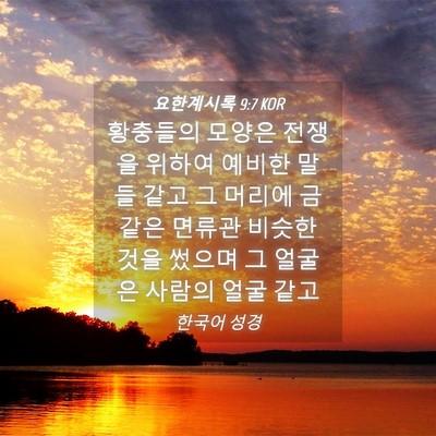 Picture 04 - 요한계시록 9:7 KOR - 황충들의 모양은 전쟁을 위하여 - Bible Verse Picture