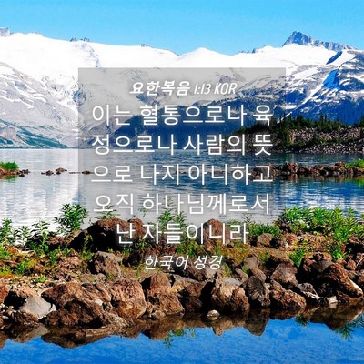 Picture 04 - 요한복음 1:13 KOR - 이는 혈통으로나 육정으로나 사람의 - Bible Verse Picture