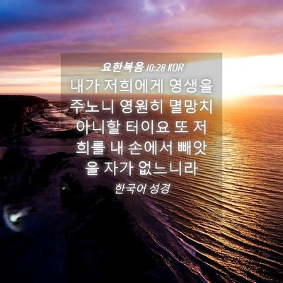 Picture 04 - 요한복음 10:28 KOR - 내가 저희에게 영생을 주노니 영원히 - Bible Verse Picture