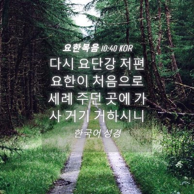Picture 04 - 요한복음 10:40 KOR - 다시 요단강 저편 요한이 처음으로 - Bible Verse Picture