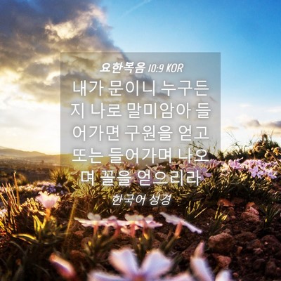 Picture 04 - 요한복음 10:9 KOR - 내가 문이니 누구든지 나로 말미암아 - Bible Verse Picture