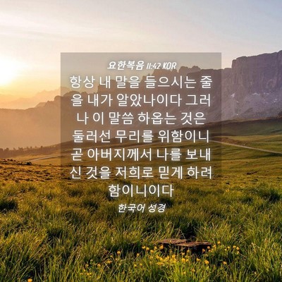 Picture 04 - 요한복음 11:42 KOR - 항상 내 말을 들으시는 줄을 내가 - Bible Verse Picture