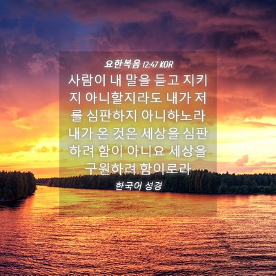 Picture 04 - 요한복음 12:47 KOR - 사람이 내 말을 듣고 지키지 - Bible Verse Picture