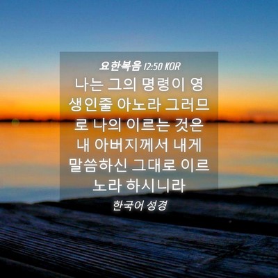 Picture 04 - 요한복음 12:50 KOR - 나는 그의 명령이 영생인줄 아노라 - Bible Verse Picture