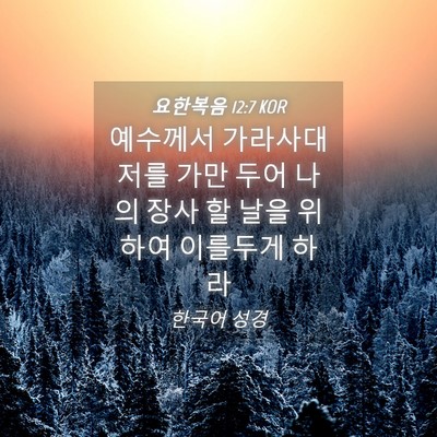 Picture 04 - 요한복음 12:7 KOR - 예수께서 가라사대 저를 가만 두어 - Bible Verse Picture