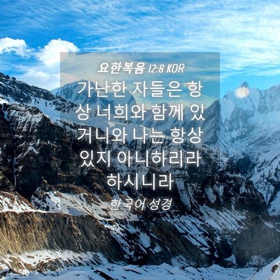 Picture 04 - 요한복음 12:8 KOR - 가난한 자들은 항상 너희와 함께 - Bible Verse Picture