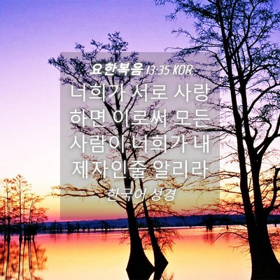 Picture 04 - 요한복음 13:35 KOR - 너희가 서로 사랑하면 이로써 모든 - Bible Verse Picture
