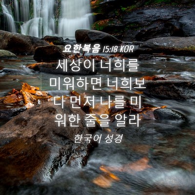 Picture 04 - 요한복음 15:18 KOR - 세상이 너희를 미워하면 너희보다 - Bible Verse Picture