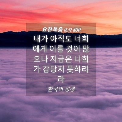 Picture 04 - 요한복음 16:12 KOR - 내가 아직도 너희에게 이를 것이 - Bible Verse Picture