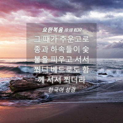 Picture 04 - 요한복음 18:18 KOR - 그 때가 추운고로 종과 하속들이 - Bible Verse Picture