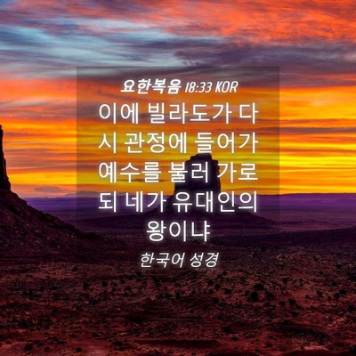 Picture 04 - 요한복음 18:33 KOR - 이에 빌라도가 다시 관정에 들어가 - Bible Verse Picture