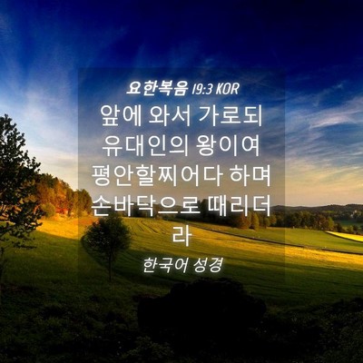 Picture 04 - 요한복음 19:3 KOR - 앞에 와서 가로되 유대인의 왕이여 - Bible Verse Picture