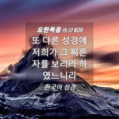 Picture 04 - 요한복음 19:37 KOR - 또 다른 성경에 저희가 그 찌른 자를 - Bible Verse Picture