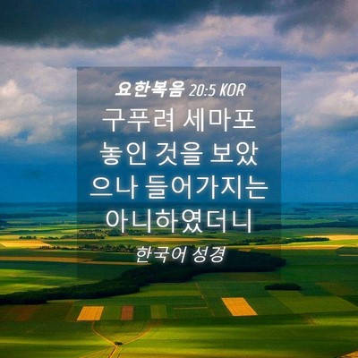 Picture 04 - 요한복음 20:5 KOR - 구푸려 세마포 놓인 것을 보았으나 - Bible Verse Picture
