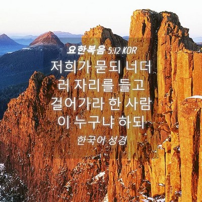 Picture 04 - 요한복음 5:12 KOR - 저희가 묻되 너더러 자리를 들고 - Bible Verse Picture