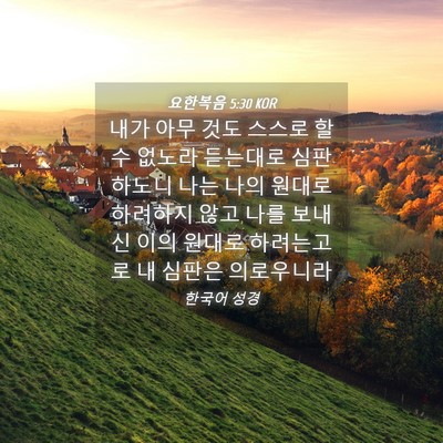 Picture 04 - 요한복음 5:30 KOR - 내가 아무 것도 스스로 할 수 없노라 - Bible Verse Picture