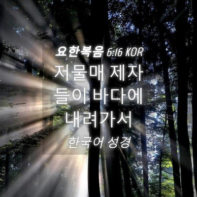 Picture 04 - 요한복음 6:16 KOR - 저물매 제자들이 바다에 - Bible Verse Picture
