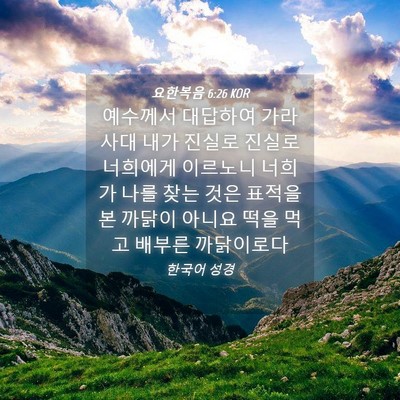 Picture 04 - 요한복음 6:26 KOR - 예수께서 대답하여 가라사대 내가 - Bible Verse Picture