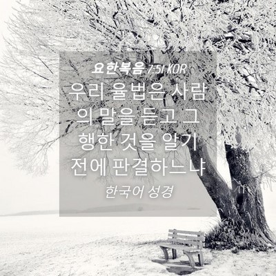 Picture 04 - 요한복음 7:51 KOR - 우리 율법은 사람의 말을 듣고 그 - Bible Verse Picture
