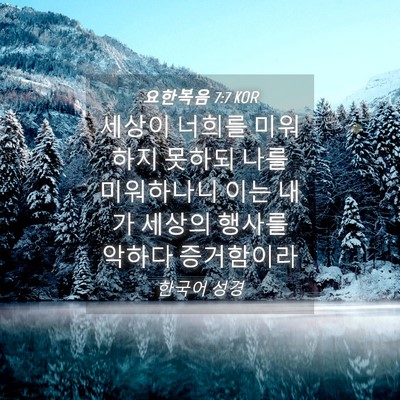 Picture 04 - 요한복음 7:7 KOR - 세상이 너희를 미워하지 못하되 나를 - Bible Verse Picture