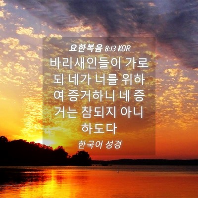 Picture 04 - 요한복음 8:13 KOR - 바리새인들이 가로되 네가 너를 - Bible Verse Picture