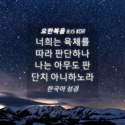 Picture 04 - 요한복음 8:15 KOR - 너희는 육체를 따라 판단하나 나는 - Bible Verse Picture