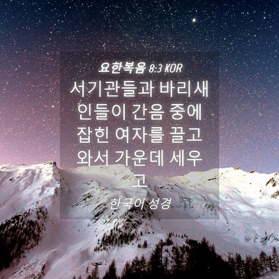Picture 04 - 요한복음 8:3 KOR - 서기관들과 바리새인들이 간음 중에 - Bible Verse Picture