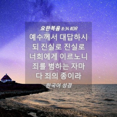 Picture 04 - 요한복음 8:34 KOR - 예수께서 대답하시되 진실로 진실로 - Bible Verse Picture