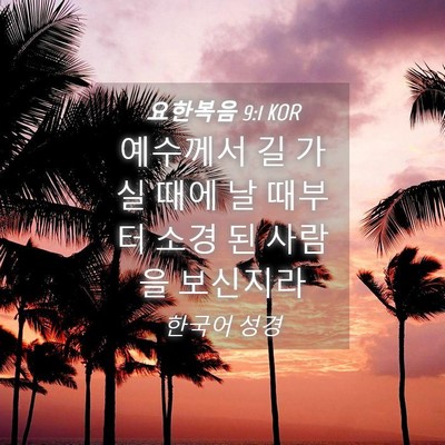Picture 04 - 요한복음 9:1 KOR - 예수께서 길 가실 때에 날 때부터 - Bible Verse Picture
